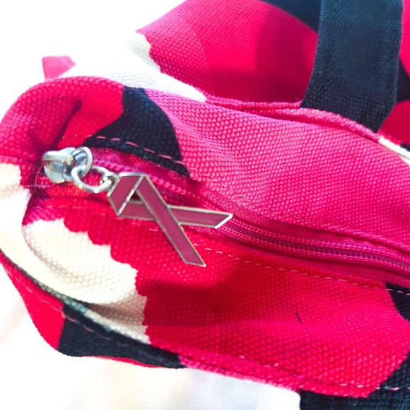 Marimekko Tote Poppy Breast Cancer Awareness Red Black Green Canvas Bag - Picture 4 of 14